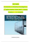 Introduction to Statistical Investigations, 2nd Edition TEST BANK by Nathan Tintle; Beth L. Chance, Verified Chapters 1 - 11, Complete Newest Version