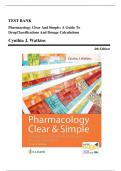 Test bank for Pharmacology Clear and Simple{ 4th Edition} by Cynthia J. Watkins | All Chapters  (1-21) Covered | 100% Verified Answers| Newest Version