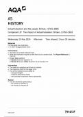 AQA AS HISTORY COMPONENT 1F 2024 (7041/1F: The impact of industrialisation:Britain, c1783-1832)