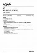 AQA AS RELIGIOUS STUDIES PAPER 2D 2024 (7061/2D:Islam)