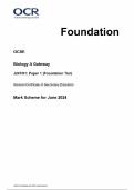 AQA GCSE Biology A Gateway J247/01: Paper 1 (Foundation Tier) General Certificate of Secondary Education Mark Scheme for June 2024 