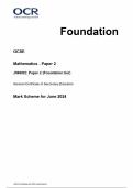 OCR GCSE Mathematics Paper 2 J560/02: Paper 2 (Foundation tier) General Certificate of Secondary Education Mark Scheme for June 2024