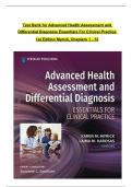 TEST BANK For Advanced Health Assessment and Differential Diagnosis Essentials for Clinical Practice 1st Edition Myrick, All Chapters 1 to 12 complete Verified editon ISBN:9780826162557