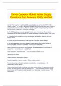   Driver Operator Mobile Water Supply Questions And Answers 100% Verified.