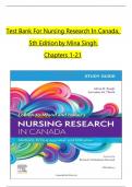 TEST BANK For LoBiondo-Wood and Haber's Nursing Research in Canada: Methods, Critical Appraisal, and Utilization. 5th Edition by Mina Singh,  All Chapters 1 to 21 complete Verified editon ISBN: 9780323778992