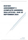 ECS1601 Assignment 5 (COMPLETE ANSWERS) 2024 (672162) - DUE 25 September 2024 