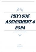 PHY1505 Assignment 4 (COMPLETE ANSWERS) 2024 - DUE September 2024 