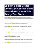 Section 5 Real Estate Brokerage Activities and Procedures, Azure Tide Realty Test Bank