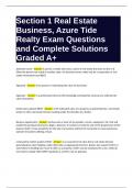 Section 1 Real Estate Business, Azure Tide Realty Exam Questions and Complete Solutions Graded A+