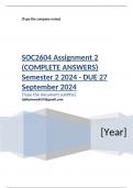 SOC2604 Assignment 2 (COMPLETE ANSWERS) Semester 2 2024 - DUE 27 September 2024 ; 100% TRUSTED Complete, trusted solutions and explanations. Ensure your success with us.. 