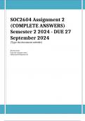 SOC2604 Assignment 2 (COMPLETE ANSWERS) Semester 2 2024 - DUE 27 September 2024 ; 100% TRUSTED Complete, trusted solutions and explanations. Ensure your success with us.. 