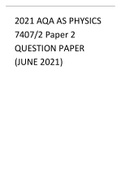 AQA AS LEVEL PHYSICS 7407/2 Paper 2  QUESTION PAPER JUNE 2021