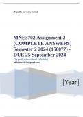 MNE3702 Assignment 2 (COMPLETE ANSWERS) Semester 2 2024 (156077) - DUE 25 September 2024 ; 100% TRUSTED Complete, trusted solutions and explanations  Ensure your success with us..