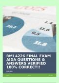 RMI 4226 FINAL EXAM AIDA QUESTIONS & ANSWERS VERIFIED 100% CORRECT!!