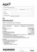 AQA A-level PSYCHOLOGY Paper 1,2&3 / AQA AS PSYCHOLOGY Paper 1& 2 QP And Marking Scheme 2024