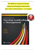 Test Bank For Essentials of Nursing Leadership and Management 8th Edition by (Weiss/Tappen/Grimley) ISBN: 9781719649964, All 16 Chapters Covered, Verified Latest Edition