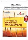 Test Bank for Fundamentals of Financial Management 16th Edition by Brigham and Houston, ISBN: 9780357517574, All 21 Chapters Covered, Verified Latest Edition