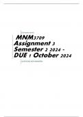 MNM3709 Assignment 3 Semester 2 2024 - DUE 1 October 2024