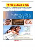 TEST BANK FOR  MATERNAL CHILD NURSING CARE 7TH EDITION BY SHANNON E. PERRY, MARILYN J. HOCKENBERRY, MARY CATHERINE CASHION ALL CHAPTERS INCLUDED