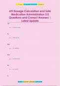 ATI Dosage Calculation and Safe  Medication Administration 3.0 Questions and Correct Answers |  Latest Update