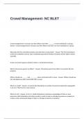 Crowd Management Exam Questions and Correct Answers- NC BLET