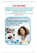 FULL TEST BANK PHARMACOTHERAPEUTICS FOR ADVANCED PRACTICE NURSE PRESCRIBERS SIXTH EDITION BY TERI MOSER WOO| WENDY L. WRIGHT| ALL CHAPTERS INCLUDED( 1-57)|100% VERIFIED ANSWERS| LATEST EDITION PRINTED PDF| ORIGINAL DIRECTLY FROM THE PUBLISHER| DOWNLOAD IM