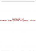 Test Bank For Healthcare Human Resource Management - 3rd - 2016 All Chapters - 9781285057538