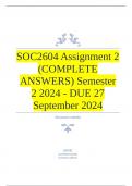 SOC2604 Assignment 2 (COMPLETE ANSWERS) Semester 2 2024 - DUE 27 September 2024