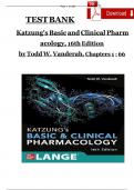 TEST BANK Katzung's Basic and Clinical Pharmacology, 16th Edition  by Todd W. Vanderah, Chapters 1 - 66 