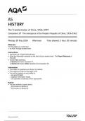 AQA AS  HISTORY The Transformation of China, 1936–1997 Component 2P The emergence of the People’s Republic of China, 1936–1962 7041/2P  JUNE 2024