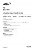 AQA AS  HISTORY Royal Authority and the Angevin Kings, 1154–1216  Component 2A The Reign of Henry II, 1154–1189  7041/2A  May 2024