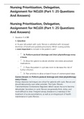 Nursing Prioritization, Delegation, Assignment for NCLEX (Part 1: 25 Questions And Answers)complete solution