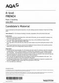 AQA A LEVEL FRENCH PAPER 3 2024 (7652/3: Speaking)