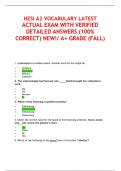 HESI A2 VOCABULARY LATEST  ACTUAL EXAM WITH VERIFIED  DETAILED ANSWERS (100%  CORRECT) NEW!/ A+ GRADE (FALL)