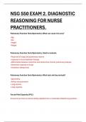 NSG 550 / NSG550 EXAM 2. DIAGNOSTIC REASONING FOR NURSE PRACTITIONERS. QUESTIONS AND ANSWERS. 