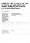 AANP BOARD EXAM 2024-2025 ACTUAL EXAM 200 QUESTIONS AND CORRECT DETAILED ANSWERS WITH RATIONALES (VERIFIED ANSWERS) |ALREADY GRADED A+ 