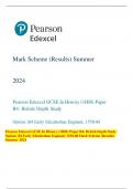 Pearson Edexcel GCSE In History (1HI0) Paper B4: British Depth Study  Option: B4 Early Elizabethan England, 1558-88 Mark Scheme (Results)  Summer 2024