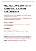 NSG 550 / NSG550 EXAM 3. DIAGNOSTIC REASONING FOR NURSE PRACTITIONERS . QUESTIONS AND ANSWERS.