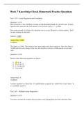 MATH 302 STATISTICS Week 7 Test Prep Knowledge Check Homework Practice Questions and Answers