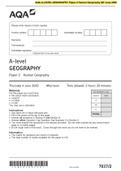 AQA A-LEVEL GEOGRAPHY Paper 2 Human Geography QP June 2020