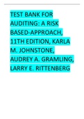 Test Bank for Auditing: A Risk Based-Approach, 11th Edition