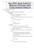 Nurs 2633: Study Guide For Maternal Child Exam 100% Correct Answers Rated A+