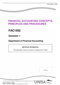 FINANCIAL ACCOUNTING CONCEPTS,  PRINCIPLES AND PROCEDURES
