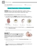 AP BIOLOGY Student Exploration: Embryo Development Gizmo