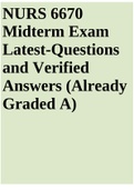 NURS 6670 Midterm Exam Latest-Questions and Verified Answers (Already Graded A)