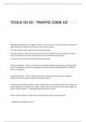 TCOLE CH 22 - TRAFFIC CODE EXAM QUESTIONS AND ANSWERS