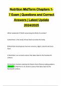 Nutrition MidTerm Chapters 1- 7 Exam | Questions and Correct Answers | Latest Update 2024/2025