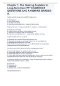 Chapter 1: The Nursing Assistant in Long-Term Care  WITH CORRECT QUESTIONS AND ANSWERS GRADED A.