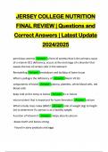 JERSEY COLLEGE NUTRITION FINAL REVIEW | Questions and Correct Answers | Latest Update 2024/2025