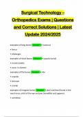 Surgical Technology – Orthopedics Exams | Questions and Correct Solutions | Latest Update 2024/2025